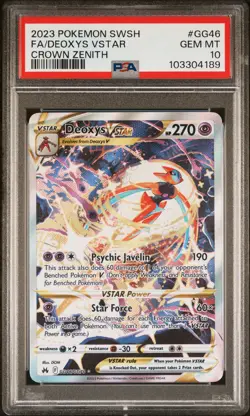 2023 POKEMON SWORD & SHIELD CROWN ZENITH #GG46 FULL ART/DEOXYS VSTAR PSA 10 - Image 1