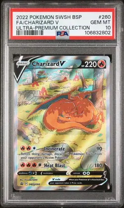 2022 POKEMON SWSH BLACK STAR PROMO #260 FULL ART/CHARIZARD V PSA 10 - Image 1