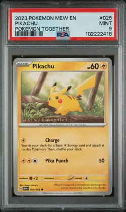 2023 POKEMON MEW EN-151 POKEMON TOGETHER #025 PIKACHU PSA 9 - Image 1