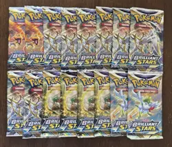 Pokemon TCG Sword & Shield Brilliant Stars Booster Packs Lot of 16 - Image 1