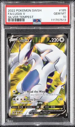 2022 POKEMON SWORD & SHIELD SILVER TEMPEST #185 FULL ART/LUGIA V PSA 10 - Image 1
