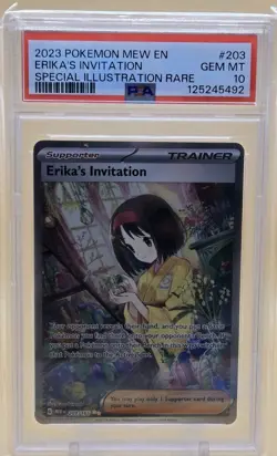 2023 POKEMON MEW EN-151 SPECIAL ILLUSTRATION RARE #203 ERIKA'S INVITATION PSA 10 - Image 1