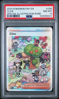 2024 POKEMON PAF EN-PALDEAN FATES SPECIAL ILLUSTRATION RARE #236 CLIVE PSA 8 - Image 1