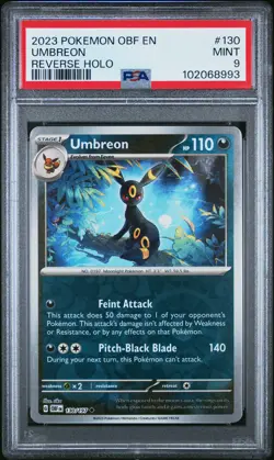 2023 POKEMON OBF EN-OBSIDIAN FLAMES REVERSE HOLO #130 UMBREON PSA 9 - Image 1