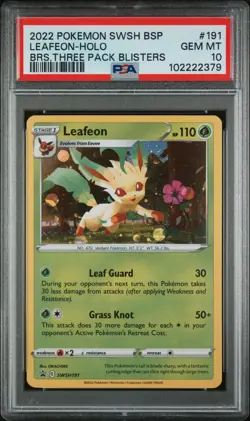 2022 POKEMON SWSH BLACK STAR PROMO #191 LEAFEON-HOLO PSA 10 - Image 1