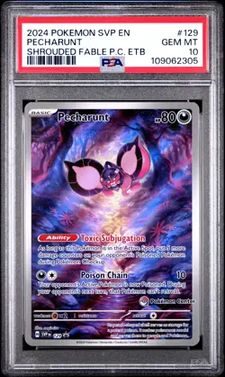 2024 POKEMON SHROUDED FABLE POKEMON CENTER ETB SVP EN-SV #129 PECHARUNT PSA 10 - Image 1