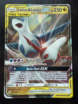 Pokemon Latias & Latios GX 113/181 Sm-Team Up Holo (Damaged/Creased) - Image 1