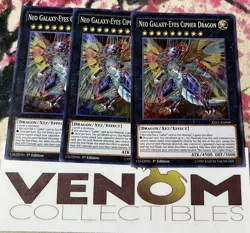 3x (M/NM) Neo Galaxy-Eyes Cipher Dragon RATE-EN049 Super Rare 1st Edition YuGiOh - Image 1