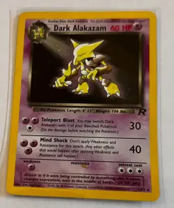 Pokemon TCG Dark Alakazam 1/82 Unlimited Holo Rare Team Rocket WOTC Vintage Card - Image 1