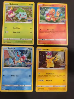 Pokemon Go Card TCG Pin Set Charmander Squirtle Bulbasaur Pikachu Promo - Image 1