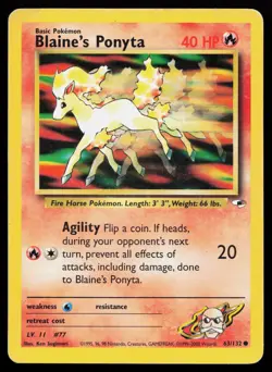 Blaine's Ponyta 63/132 Gym Heroes Pokemon Card - Image 1