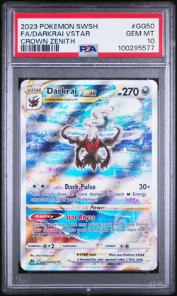 2023 POKEMON SWORD & SHIELD CROWN ZENITH #GG50 FULL ART/DARKRAI VSTAR PSA 10 - Image 1