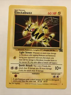 Electabuzz Pokemon WB Gold Stamp #2 1999 First Movie Black Star Promo and Insert - Image 1