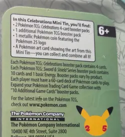 POKEMON TCG CELEBRATIONS MINI TIN with 3 Booster Packs - Image 3