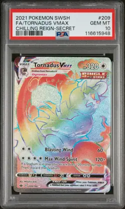 2021 POKEMON SWORD & SHIELD CHILLING REIGN SECRET FULL ART/TORNADUS VMAX PSA 10 - Image 1