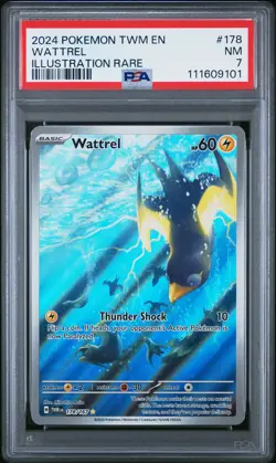 2024 POKEMON TWM EN-TWILIGHT MASQUERADE ILLUSTRATION RARE #178 WATTREL PSA 7 - Image 1