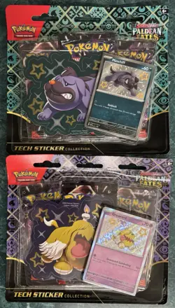 Pokemon Paldean Fates Tech Sticker Collection Pack Maschiff Greavard Bundle Lot - Image 2