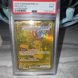 PSA - 9 MINT 2025 POKEMON PRE EN-PRISMATIC EVOLUTIONS 179 PIKACHU EX HYPER RARE - Image 1