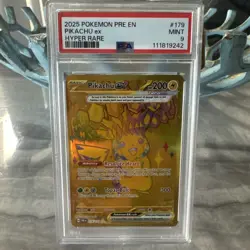 PSA - 9 MINT 2025 POKEMON PRE EN-PRISMATIC EVOLUTIONS 179 PIKACHU EX HYPER RARE - Image 2
