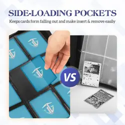Trading Card Binder, 9 Side Loading Pocket Card Album Hold Up to 540 Cards, Z... - Image 5
