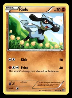 Riolu 76/135 BW Plasma Storm Pokemon Card - Image 1