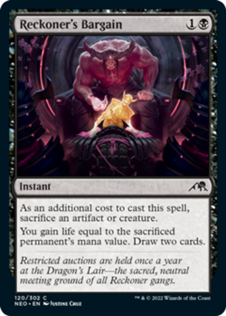 MTG Reckoner's Bargain - Foil, Kamigawa: Neon Dynasty, Lightly Played, English - Image 1