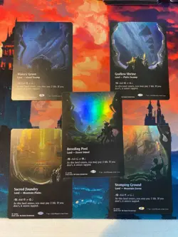 MTG Edge of Eternities Complete Set of Shock Lands Borderless Foil - Image 1