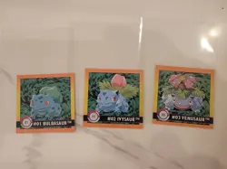 1999 Pokemon ArtBox Stickers Series 1 Bulbasaur #1 Ivysaur #2 Venusaur # 3 Lot - Image 1