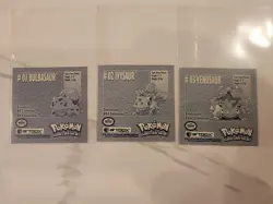 1999 Pokemon ArtBox Stickers Series 1 Bulbasaur #1 Ivysaur #2 Venusaur # 3 Lot - Image 2