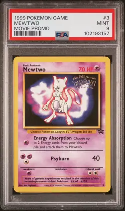 1999 POKEMON GAME MOVIE PROMO #3 MEWTWO PSA 9 - Image 1