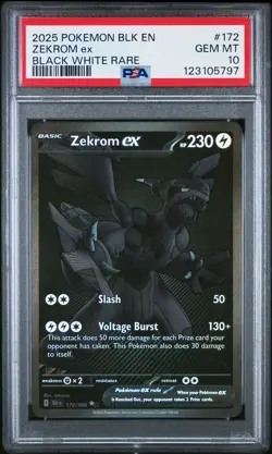 2025 POKEMON BLK EN-BLACK BOLT BLACK WHITE RARE #172 ZEKROM EX PSA 10 - Image 1