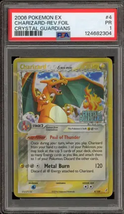 Pokemon Charizard EX Crystal Guardians Reverse Holo Rare #4 PSA 1 - Image 1