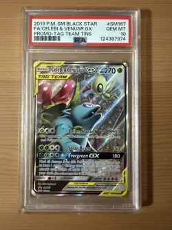 Pokemon PSA 10 Celebi & Venusaur GX SM167 Black Star Promo Pokemon TCG 2019 - Image 1
