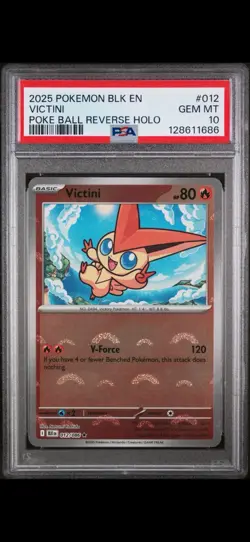 2025 POKEMON VICTINI POKE BALL REVERSE HOLO 12/86 BLACK BOLT PSA 10! - Image 1
