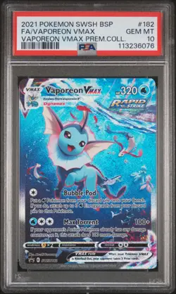 2021 POKEMON SWSH BLACK STAR PROMO #182 FULL ART/VAPOREON VMAX PSA 10 - Image 1