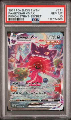 2021 POKEMON SWORD & SHIELD FUSION STRIKE SECRET FULL ART/GENGAR VMAX PSA 10 - Image 1