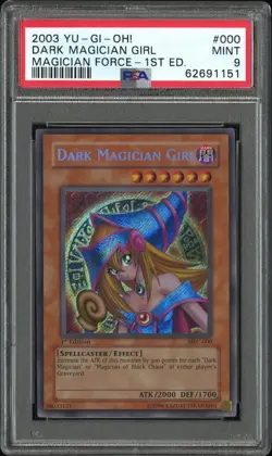 2003 YU-GI-OH! MFC-MAGICIAN'S FORCE 1ST EDITION #000 DARK MAGICIAN GIRL PSA 9 - Image 1