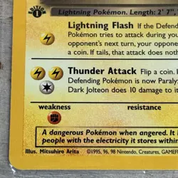 Pokemon Dark Jolteon 1st Edition Team Rocket 38/82 Card Pokemon - Image 2