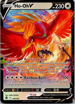 Pokemon Card Ho-Oh V 140/195 Silver Tempest Full Art Holo - Image 1