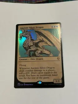 Magic the Gathering Ancient Silver Dragon Foil NM Battle for Baldur’s Gate - Image 1