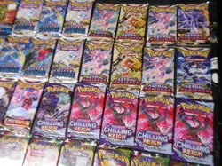 Lot (50) Pokemon SWSH Booster Packs Fusion Strike Chilling Reign Silver Vivid ++ - Image 5