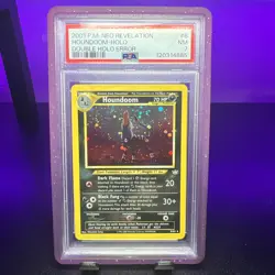 Pokemon TCG Houndoom 8/64 Neo Revelation 2001 Double Holo Error PSA 7 - Image 1