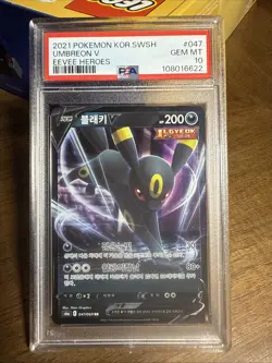 2021 POKEMON KOREAN SWORD & SHIELD EEVEE HEROES #047 UMBREON V PSA 9 - Image 1