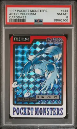 1997 POCKET MONSTERS CARDDASS #144 ARTICUNO-PRISM PSA 8 - Image 1