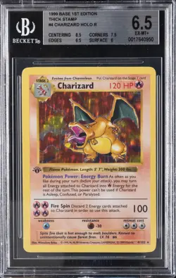 1999 POKEMON BASE SET 1ST ED THICK STAMP CHARIZARD BGS 6.5 - Image 1