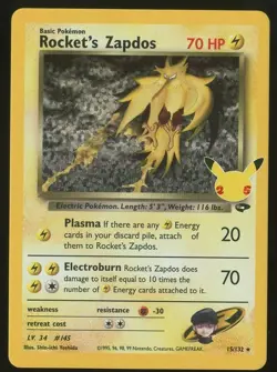 Rocket's Zapdos 15/132 Holo Rare - 2021 Pokemon Celebrations 25th Anniversary NM - Image 1