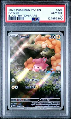 Pokemon TCG Pawmi 226/091 Paldean Fates Illustration Rare PSA 10 - Image 1