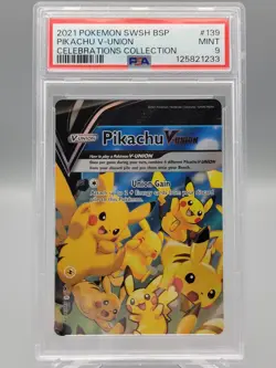 2021 POKEMON SWSH BLACK STAR PROMO CELEBRATIONS COLL #139 PIKACHU V-UNION PSA 9 - Image 1