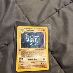 Machamp Holographic Pokemon Card 1st Edition 100 HP Seismic Toss - Image 1