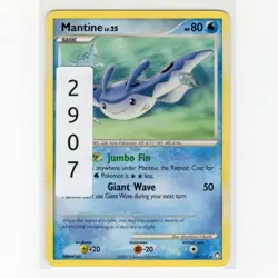 Pokemon TCG Mantine 29/123 DPP Mysterious Treasures Regular Rare Card EN-MP 2007 - Image 3